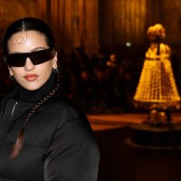Spanish singer Rosalia Vila Tobella, aka Rosalia poses ahead of the presentation of creations by Christian Dior for the Women Ready-to-wear...