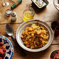 spanish tapas and paella on table - food stock pictures, royalty-free photos & images