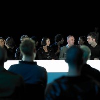 spectators sitting by catwalk at fashion show - fashion stock pictures, royalty-free photos & images