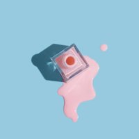 spilled bottles of pink nail polish on pastel blue background. manicure and pedicure concept. flat lay, top view, copy space - nails art stock pictures, royalty-free photos & images