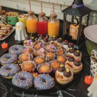 spooky food for halloween - garden decoration stock pictures, royalty-free photos & images