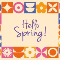 spring background with modern geometric flower frame. retro scandinavian style. - garden decoration stock illustrations