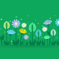 spring flowers modern growing green background - garden decoration stock illustrations