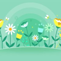 spring garden pattern with wildflowers, tulips and daisies - garden decoration stock illustrations