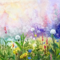 spring, watercolor painting - garden decoration stock illustrations