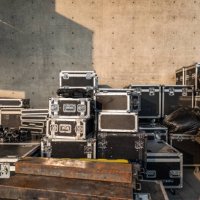 stack of audio equipment boxes - concert stock pictures, royalty-free photos & images