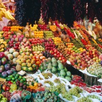 stall at la boqueria market, barcelona, spain - food stock pictures, royalty-free photos & images