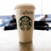 Starbucks Coffee cup is seen at the mall in Gdansk.