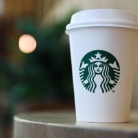 Starbucks Coffee cup is seen in this illustration photo taken at the cafe in Manama, Bahrain on March 5, 2024.