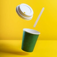 still life take away coffee cup on colorful paper background - junk food stock pictures, royalty-free photos & images