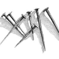 stipple illustration of old hand forged nails - nails art photos et images de collection