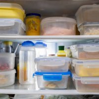 storing food in plastic boxes in refrigerator - food stock pictures, royalty-free photos & images