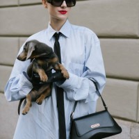 Street style at the Spring 2024 Milan Fashion Week Runway Shows on September 24, 2023 in Milan, Italy.