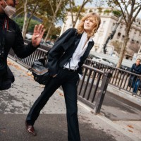 Street style at the Spring 2024 Paris Fashion Week Runway Shows on October 3, 2023 in Paris, France.