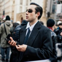 Streetstyle during Paris Men's Fall Fashion Week 2025 on January 26, 2025 in Paris, France.