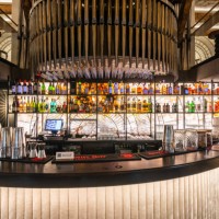 stylish and illuminated bar counter - home decoration stock pictures, royalty-free photos & images