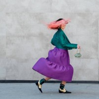 stylish portrait of millennial teenager girl with color hair. romantic young woman in a beret on wall background. - fashion stock pictures, royalty-free photos & images
