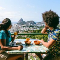 sugarloaf mountain breakfast view, rio de janeiro, - food stock pictures, royalty-free photos & images