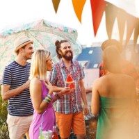 summer and its party colors - garden decoration stock pictures, royalty-free photos & images