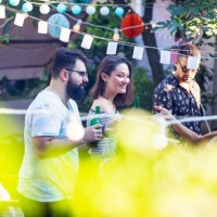 summer bbq party - garden decoration stock pictures, royalty-free photos & images