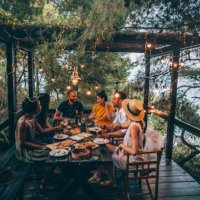 summer dinner party - food stock pictures, royalty-free photos & images