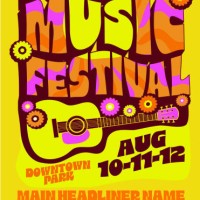 summer music festival retro hippie style poster typography design template with acoustic guitar, flowers and bright rgb colors abstract shapes - concert stock illustrations