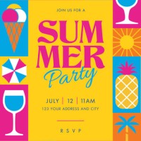 summer party geometric poster with simple geometry shapes and figures. - food stock illustrations
