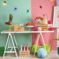 summer party table - home decoration stock pictures, royalty-free photos & images