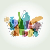 supermarket basket - food stock illustrations