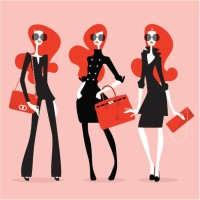 supermodels (high fashion) - fashion stock illustrations