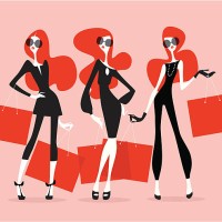 supermodels (shopping) - fashion stock illustrations