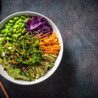 sushi bowl also poke bowl vegan plant based asian recipe - food stock pictures, royalty-free photos & images