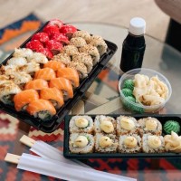 sushi home delivery, close up - junk food stock pictures, royalty-free photos & images