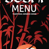 sushi restaurant menu template or background with bamboo - junk food stock illustrations