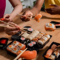 sushi set for office workers, food delivery - junk food stock pictures, royalty-free photos & images