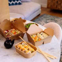 sushi take away at the table - junk food stock pictures, royalty-free photos & images