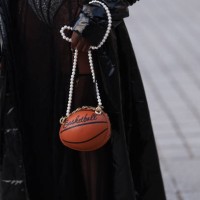 Suzan Mutesi seen wearing black / white underwear set, black transparent sleeveless lace long dress, black varnished leather hooded oversized long...
