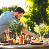 swedish midsummer food - garden decoration stock pictures, royalty-free photos & images