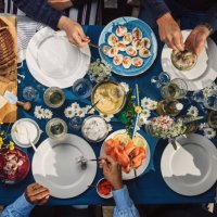swedish summer midsommar midsummer celebration dinner party - food stock pictures, royalty-free photos & images