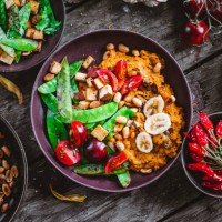sweet potato banana curry with peanut butter - food stock pictures, royalty-free photos & images