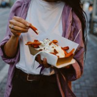 sweet potato fries in amsterdam - junk food stock pictures, royalty-free photos & images