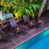 swimming pool at luxury boutique hotel in colombo - garden decoration stock pictures, royalty-free photos & images