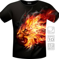 t-shirts fire lion - fashion stock illustrations