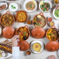 table full of arabic dishes,qatar - food stock pictures, royalty-free photos & images