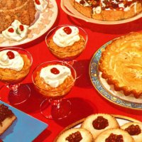 table full of desserts - food stock illustrations