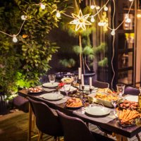 table ready for dinner party - garden decoration stock pictures, royalty-free photos & images