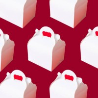 take away boxes arranged over red background - junk food stock illustrations