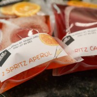 Takeaway cocktail in a bar in Milan, May 09 2020. The manager of the Rebelot Bar near Milan with takeaway cocktails for customers. Due to the...