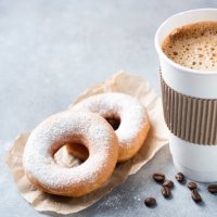takeaway coffee in paper cup and classical donuts - junk food stock pictures, royalty-free photos & images