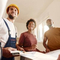talking about renovation plans! - home decoration stock pictures, royalty-free photos & images